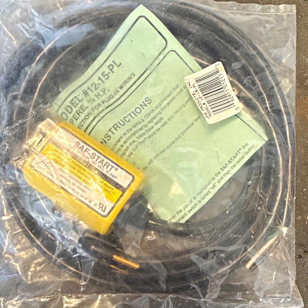 JDS Products Saf-Start 12-15-PL Type B Electrical Plug Cord 120VAC 15A